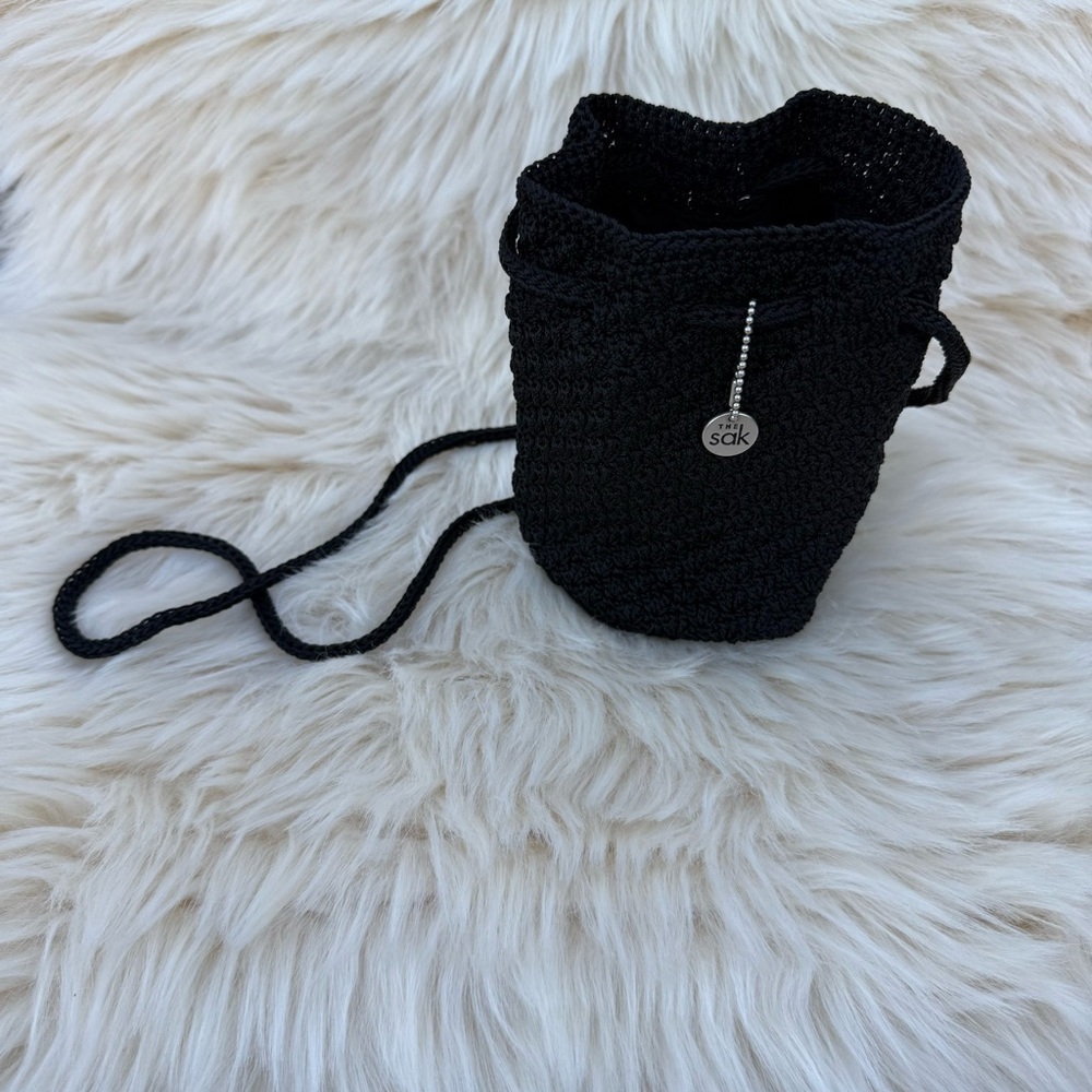 The Sak Crochet Drawstring Bucket Bag